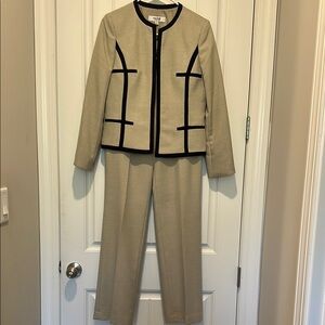 Elegant Tan and Black Women's Suit Set